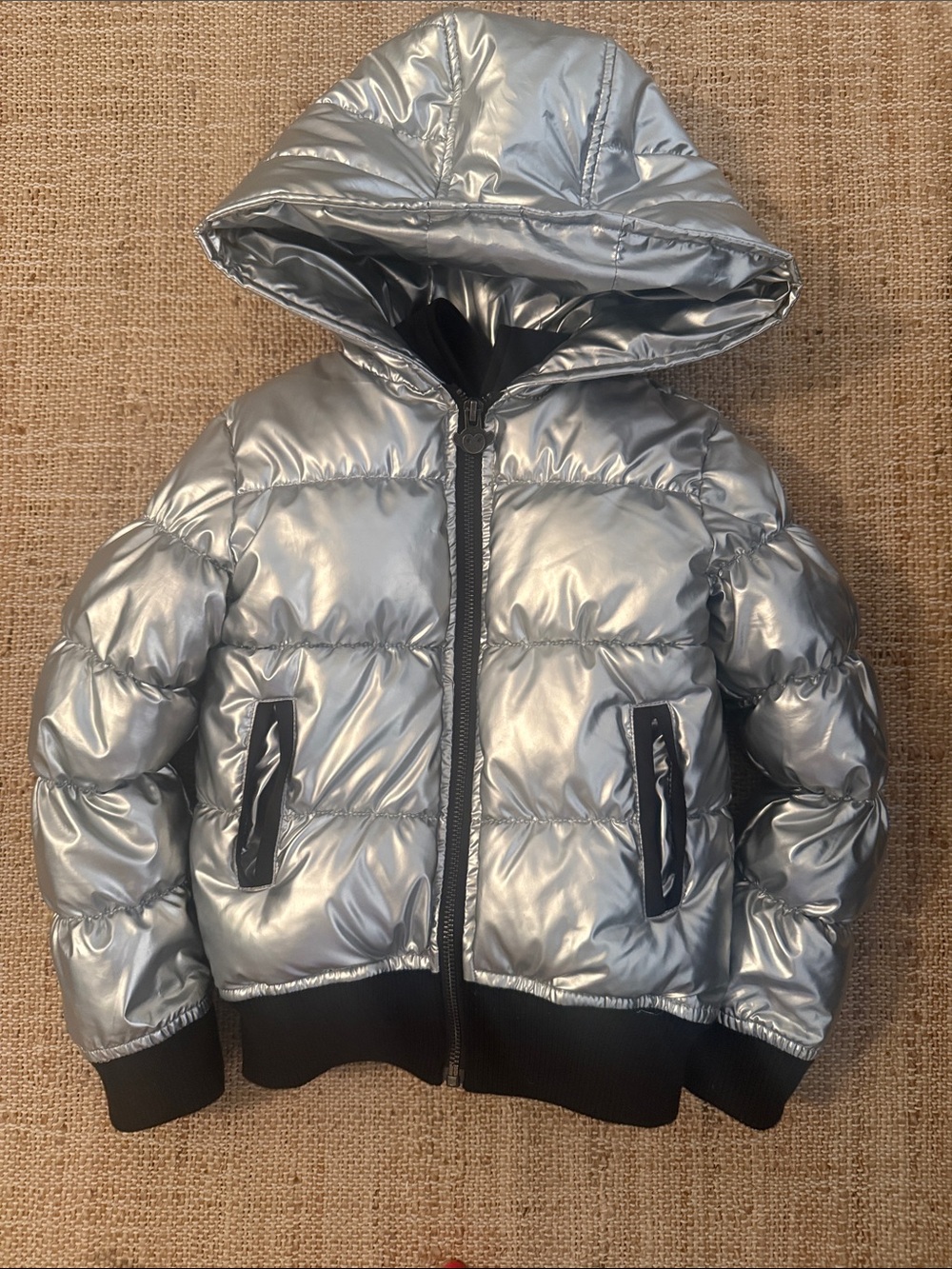 Appaman Girls Toddler Silver and Black Puffy Puffer Coat 4T
